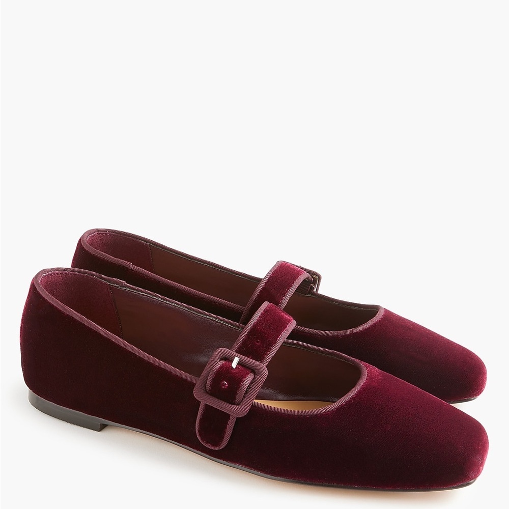 J Crew Velvety square-toe Mary Jane flats CL403
